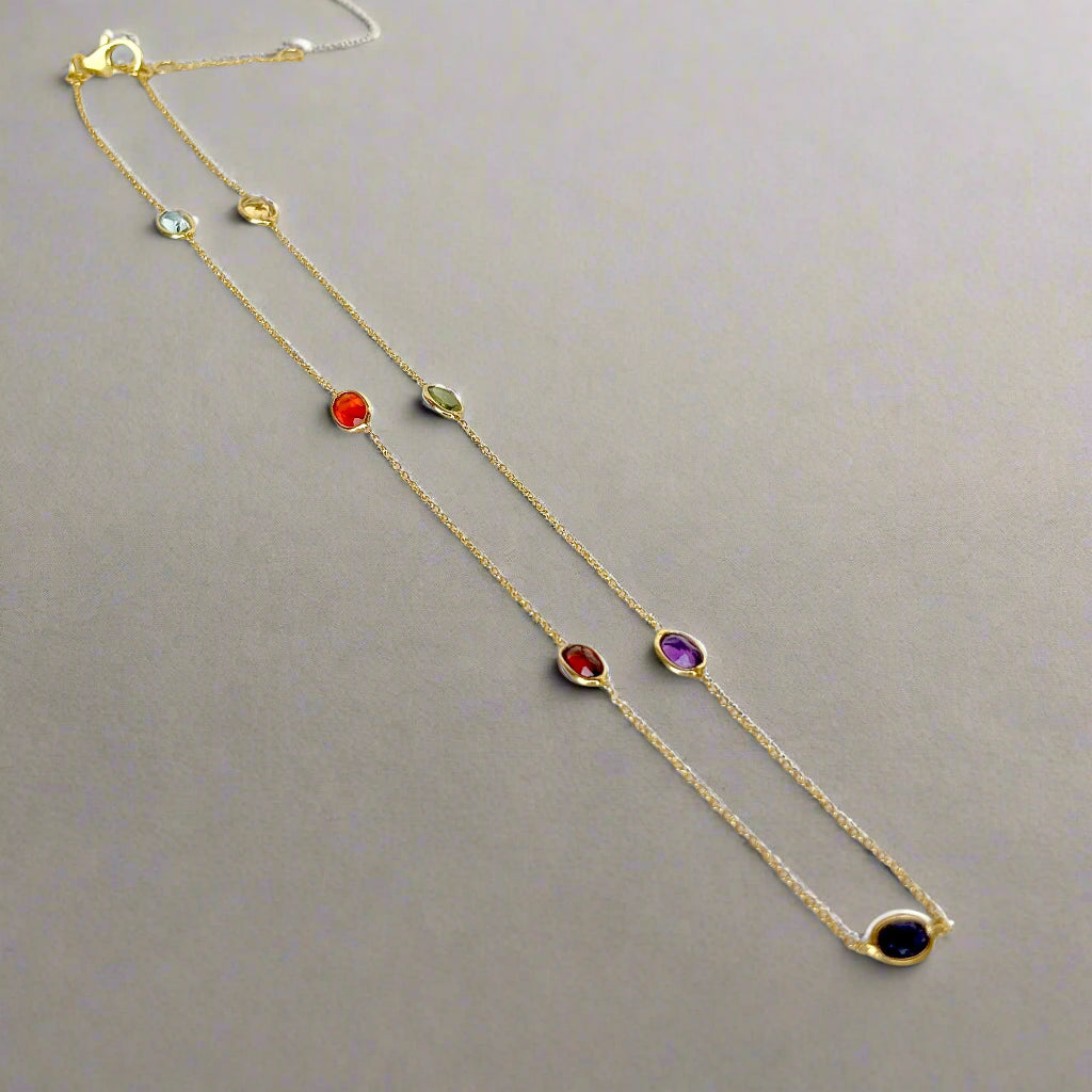 925 sterling silver 7 chakra necklace with healing crystals – handcrafted spiritual jewelry