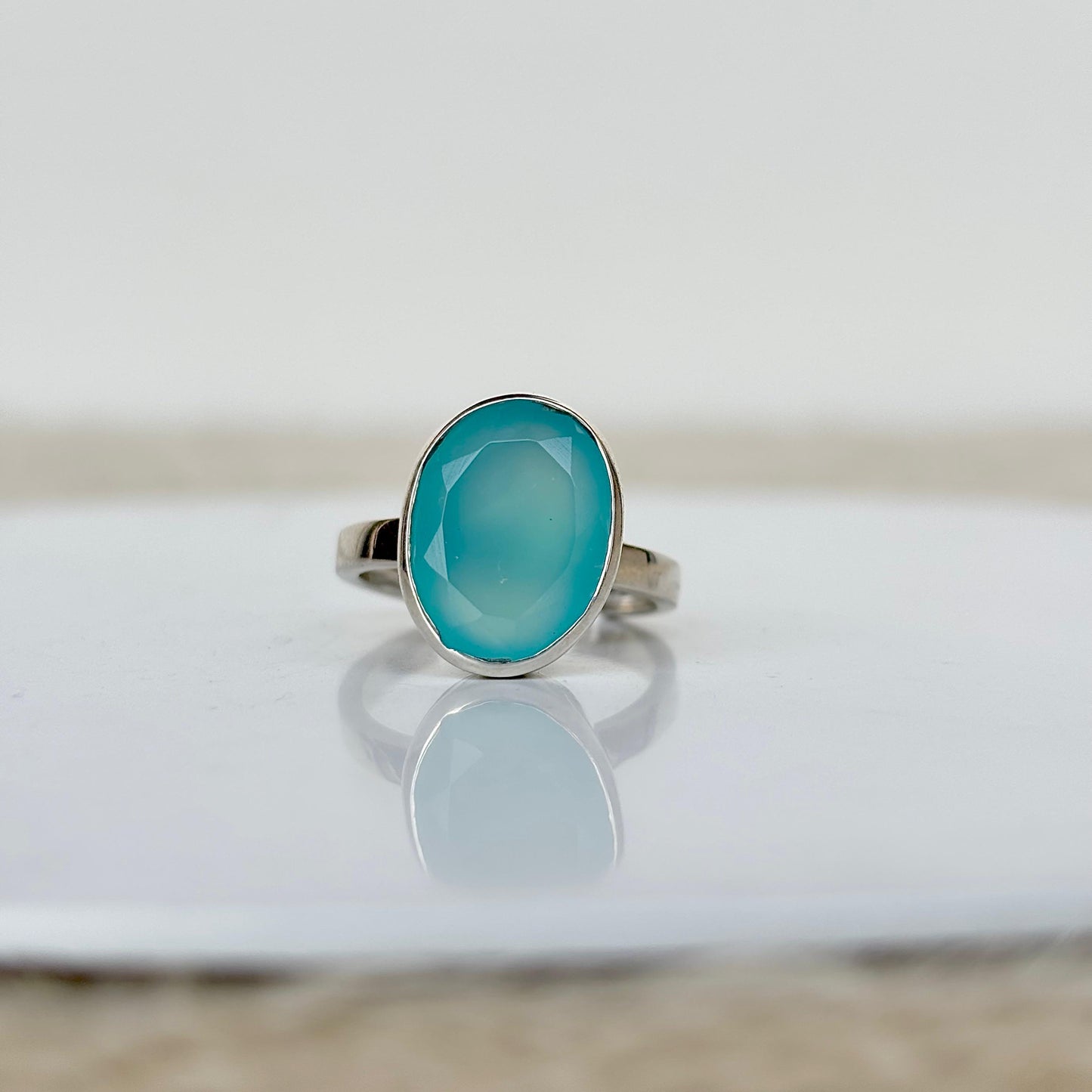 925 sterling silver ring with ocean onyx gemstone – bold and elegant handcrafted jewelry