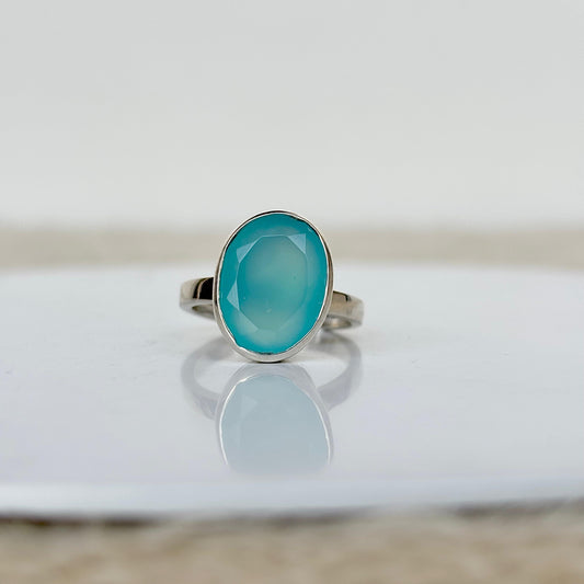 925 sterling silver ring with ocean onyx gemstone – bold and elegant handcrafted jewelry