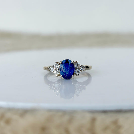 Natural Blue Sapphire Oval Cut 925 Pure Silver Ring