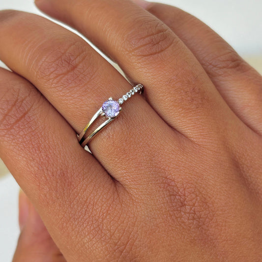 Natural Amethyst 925 Pure Silver Ring(Certified)