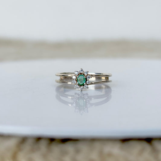 925 Pure Silver Natural Emerald Ring