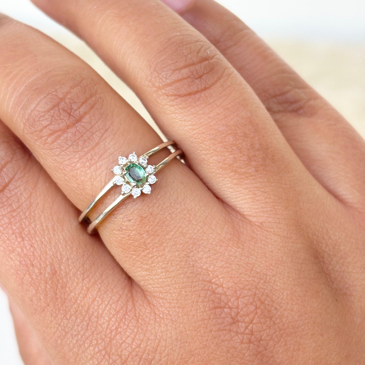 925 Pure Silver Natural Emerald Ring