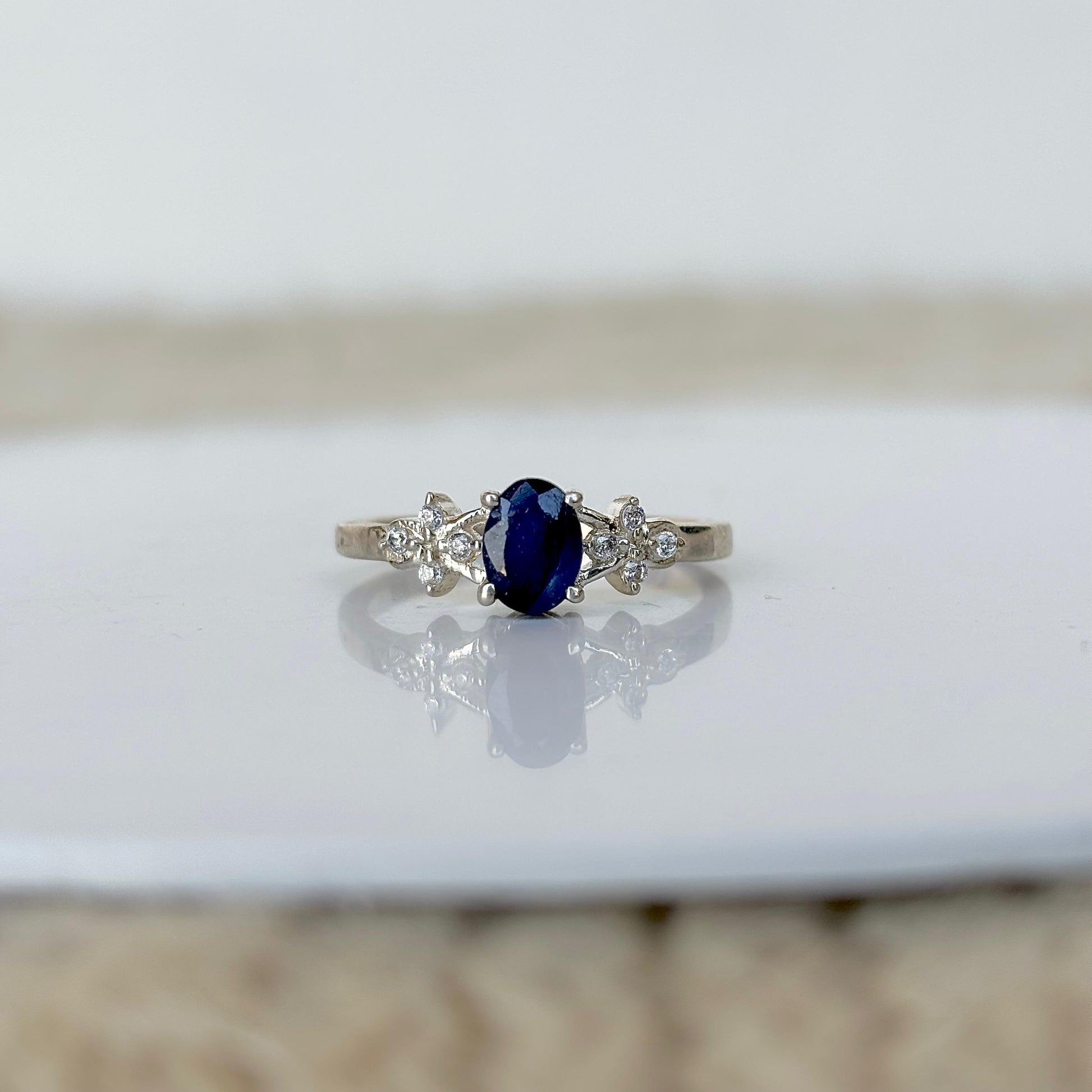 Sapphire Serenity ring with classic blue sapphire set in 925 sterling silver – elegant handcrafted jewelry