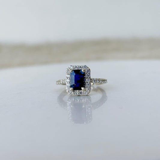 925 Pure Silver Natural Blue Sapphire Ring