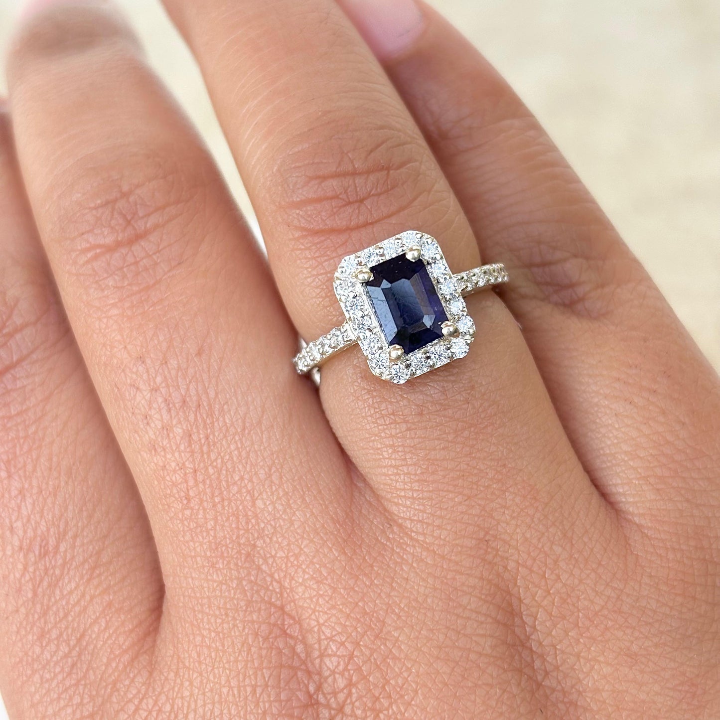 925 Pure Silver Natural Blue Sapphire Ring