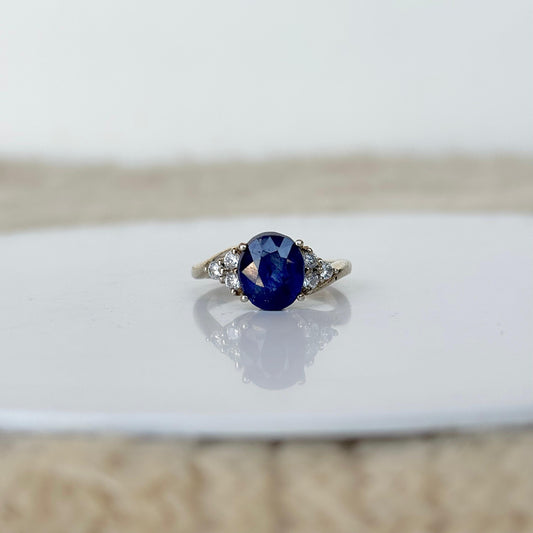 925 Pure Silver Royal Natural Blue Sapphire Promise Ring