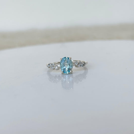 925 sterling silver ring with blue topaz gemstone – handcrafted elegant gemstone jewelry