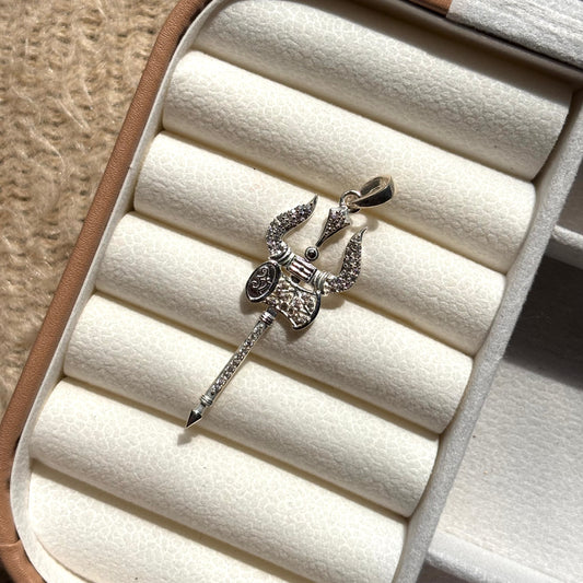 925 Pure Silver Divine Shiva Trishul Pendant