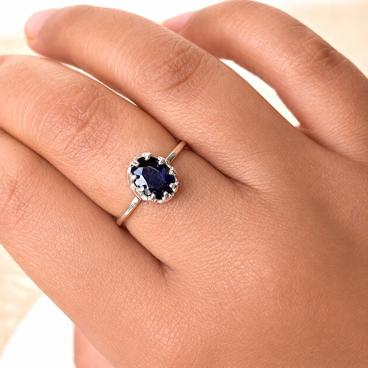 Natural Blue Sapphire 925 Pure Silver Ring (Certified)