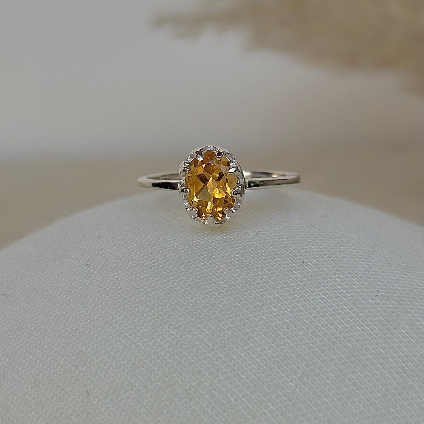 925 Pure Silver Oval Cut Natural Citrine Ring