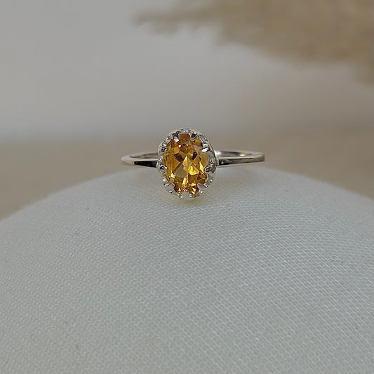 925 Pure Silver Oval Cut Natural Citrine Ring