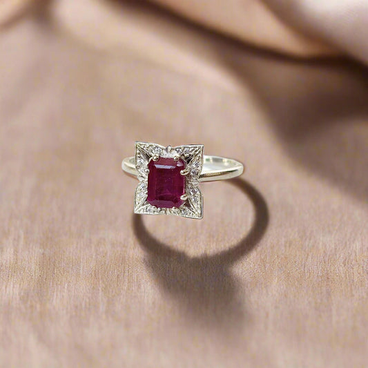 925 Pure Silver Statement Ruby Ring