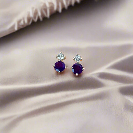 925 Pure Silver Natural Amethyst Everyday Earrings