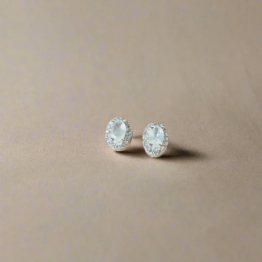 925 Pure Silver Natural Moonstone Oval Cut Earrings