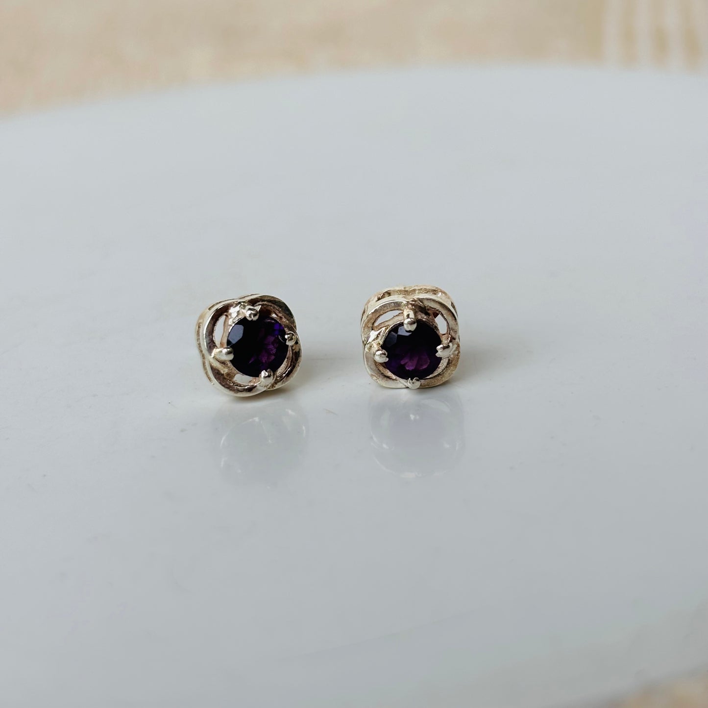 925 Pure Silver Natural Amethyst Everyday Earrings