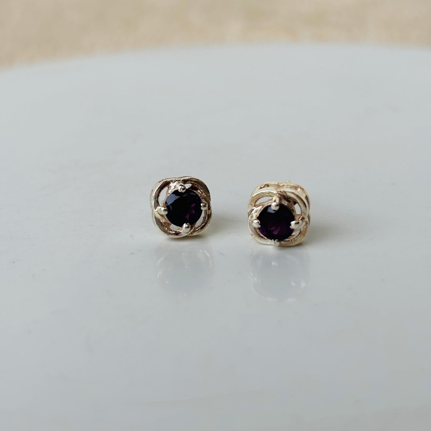 925 Pure Silver Natural Amethyst Everyday Earrings