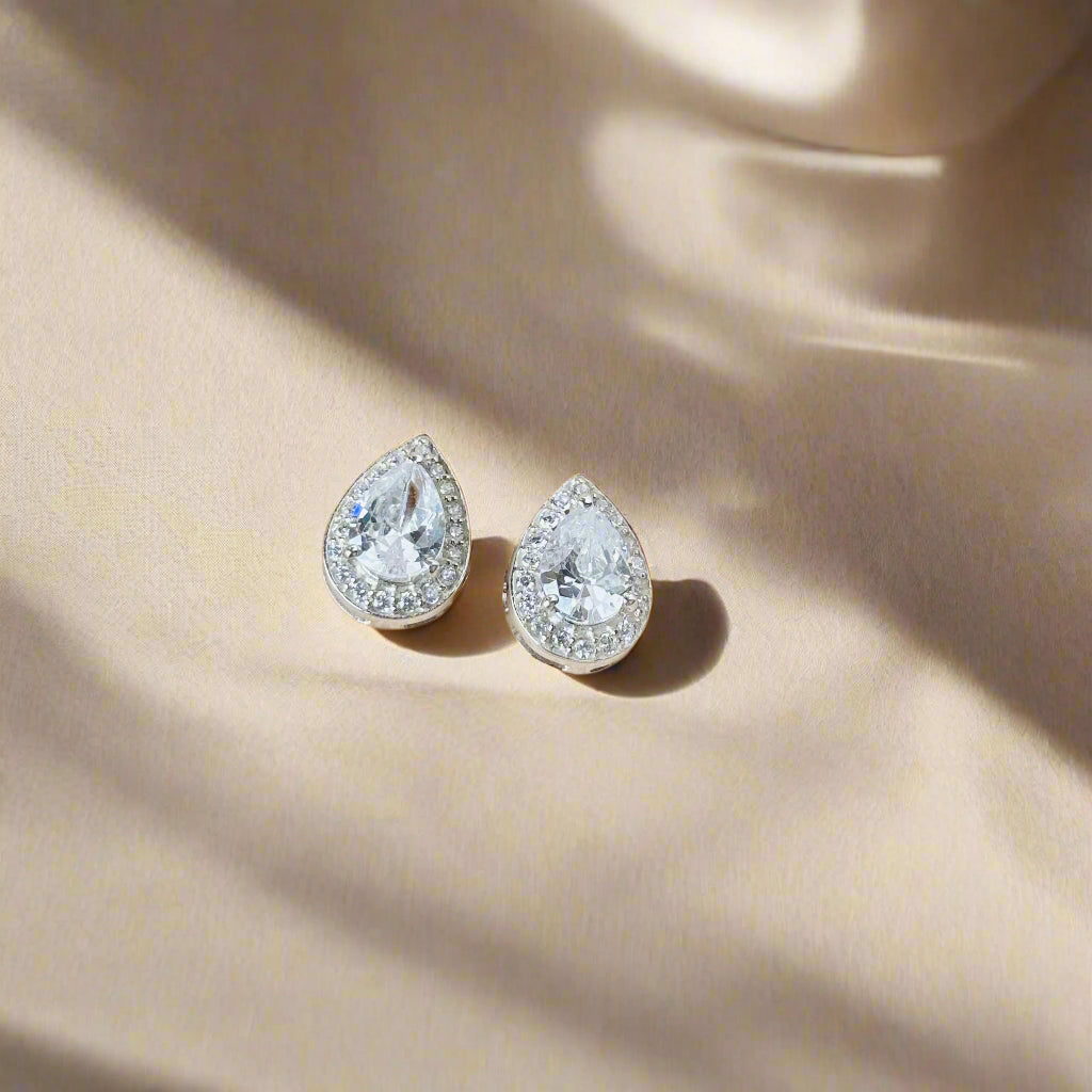 Pear Shape Zircon 925 Pure Silver Earrings