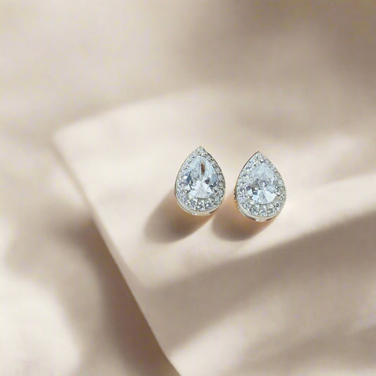 Pear Shape Zircon 925 Pure Silver Earrings