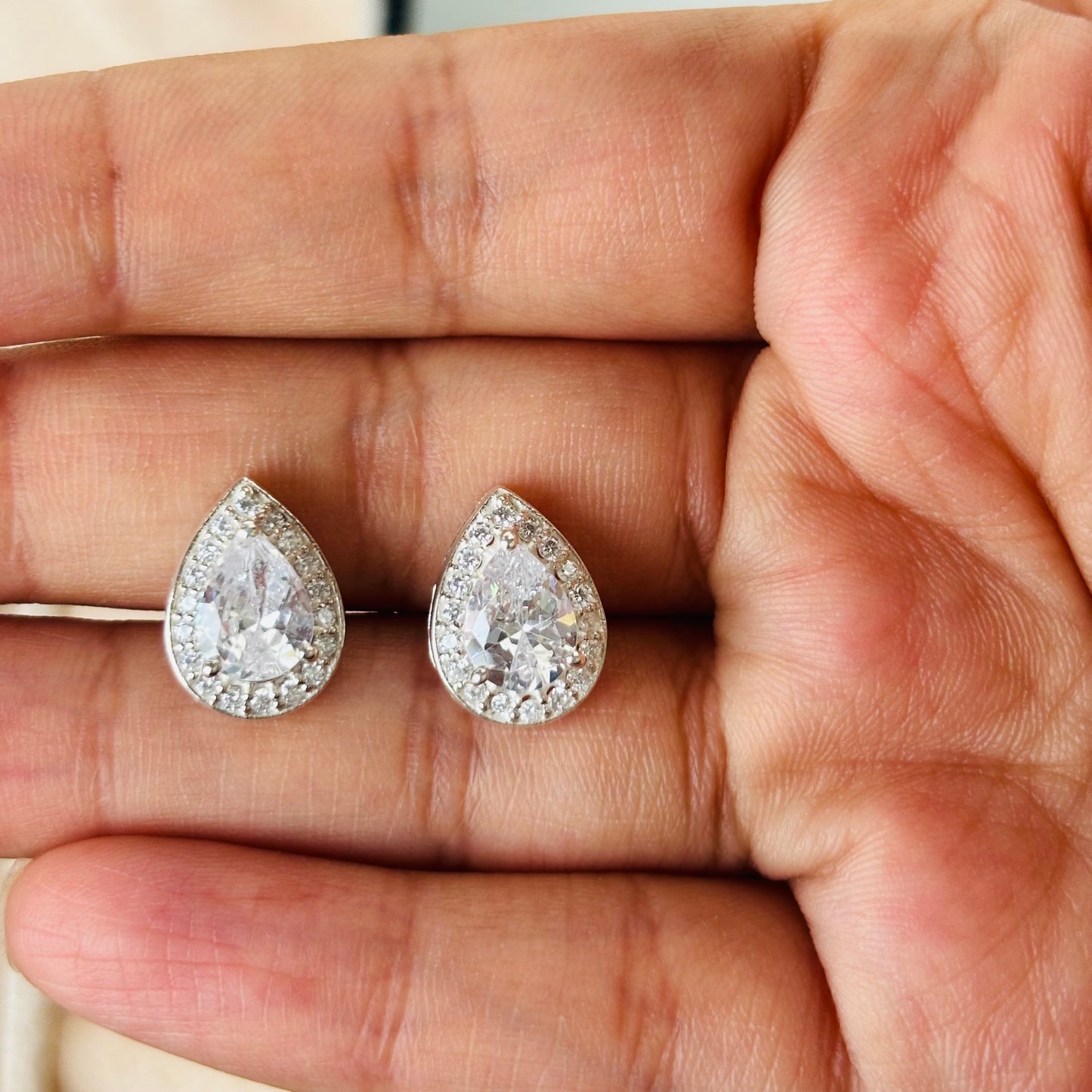 Pear Shape Zircon 925 Pure Silver Earrings