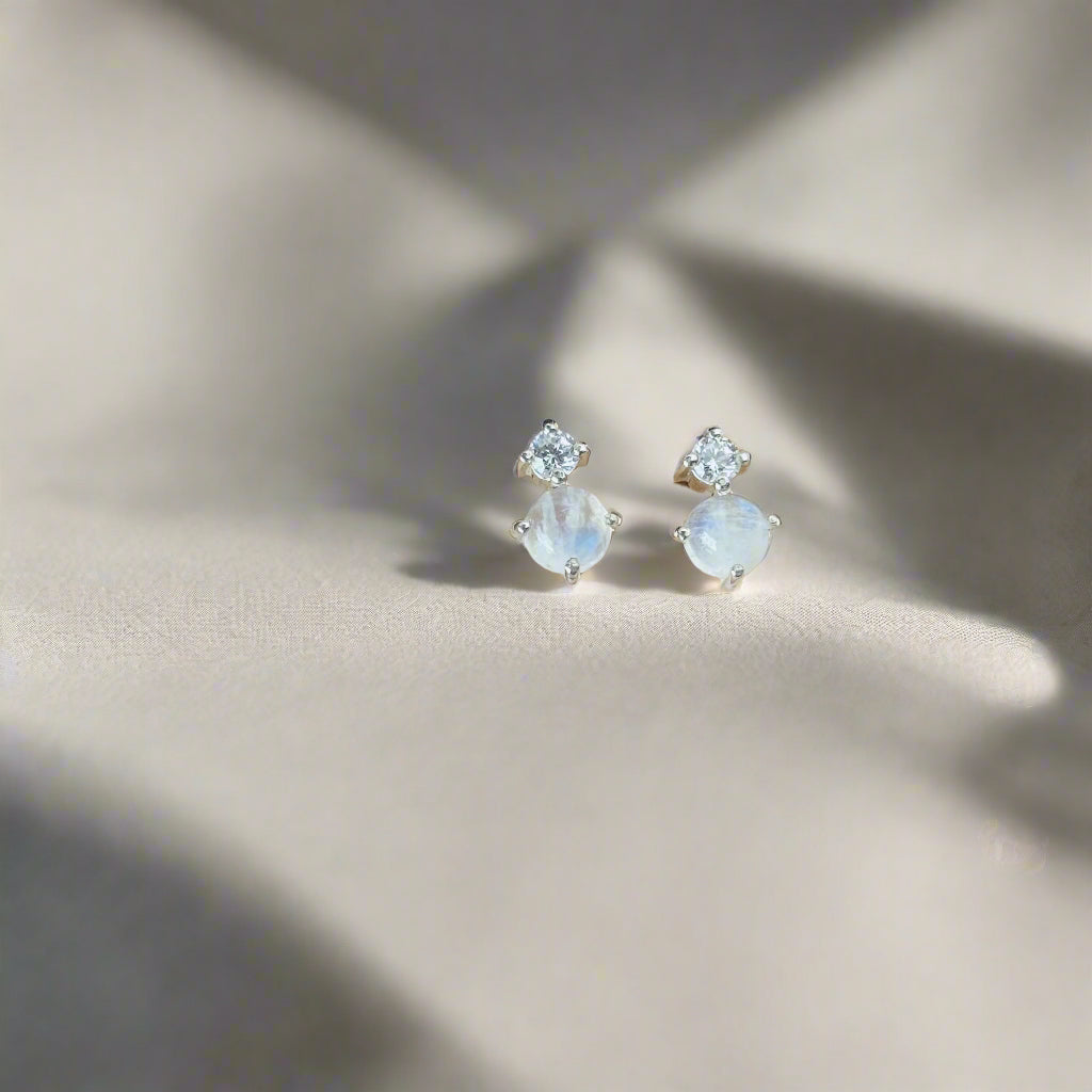 925 Pure Silver Natural Moonstone Everyday Earrings