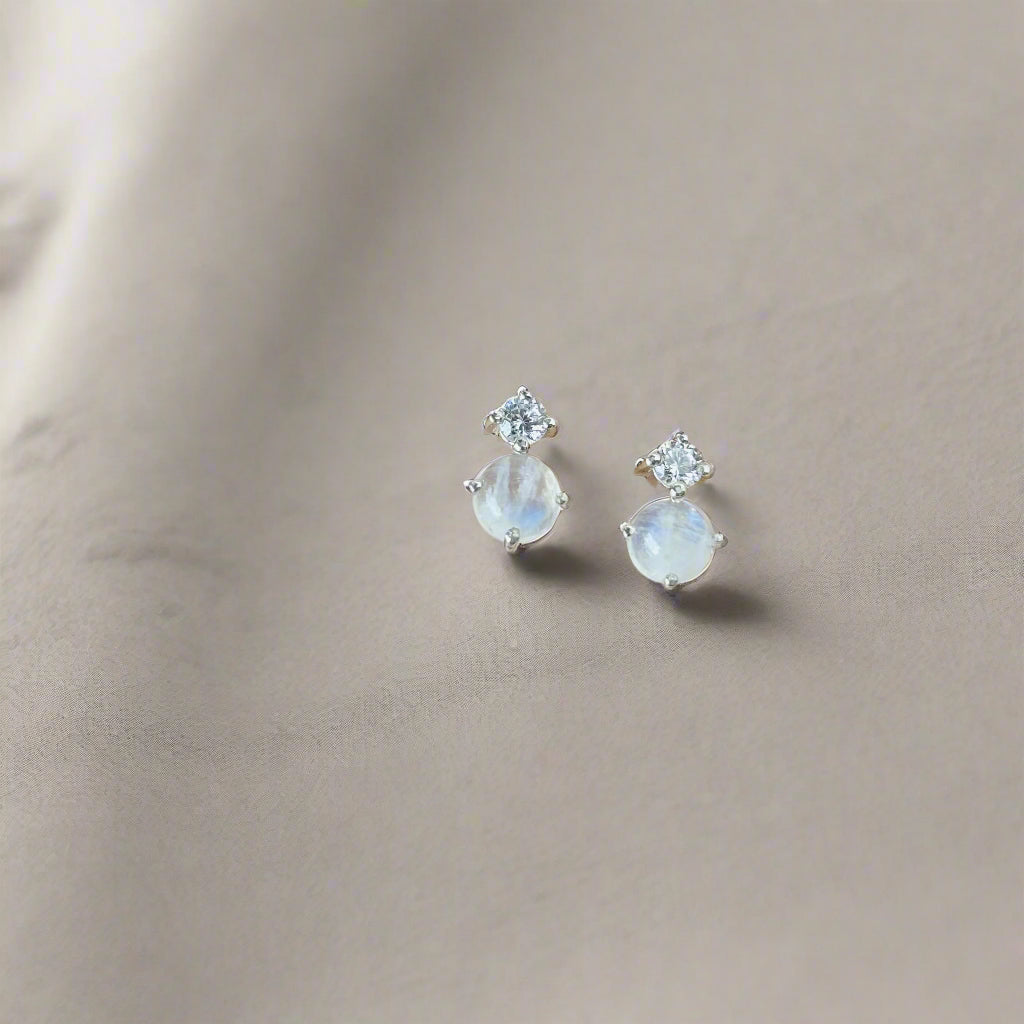 925 Pure Silver Natural Moonstone Everyday Earrings