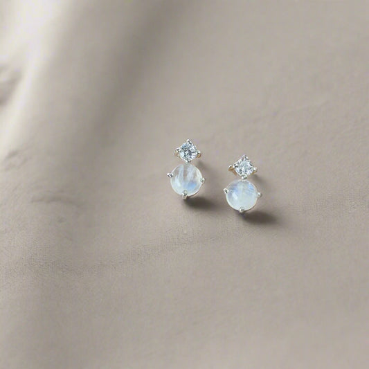925 Pure Silver Natural Moonstone Everyday Earrings