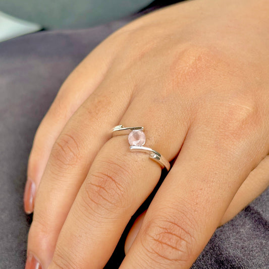 Natural Rose Quartz Pure 925 Silver Ring (Certified)