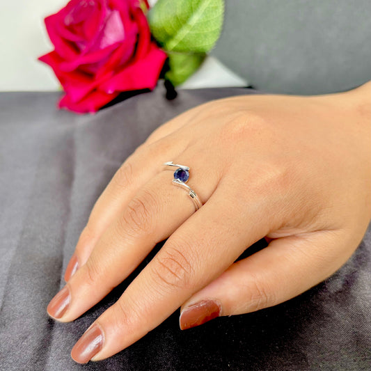 Natural Blue Sapphire 925 Pure Silver Ring (Certified)