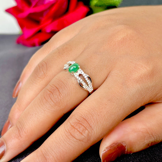 Natural Emerald 925 Pure Silver Ring(Certified)