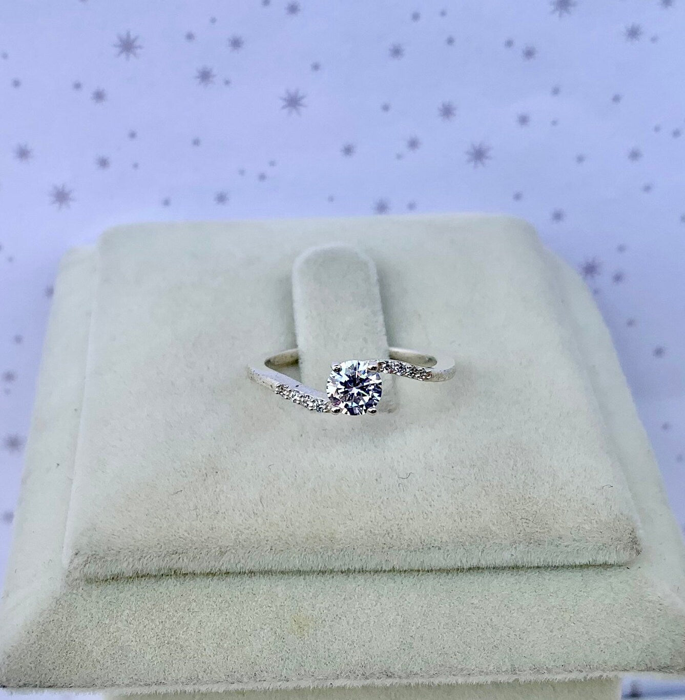 925 Pure Silver Solitaire Round Gemstone Ring