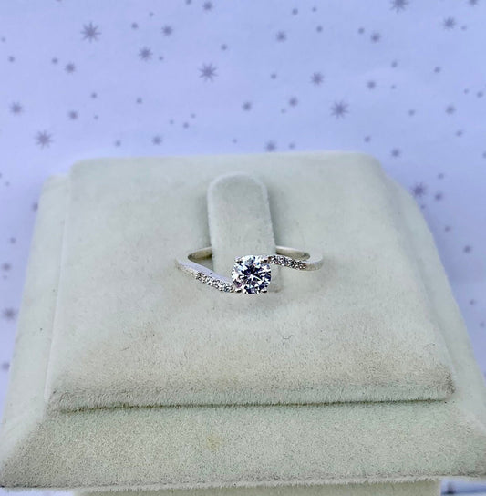 925 Pure Silver Solitaire Round Gemstone Ring