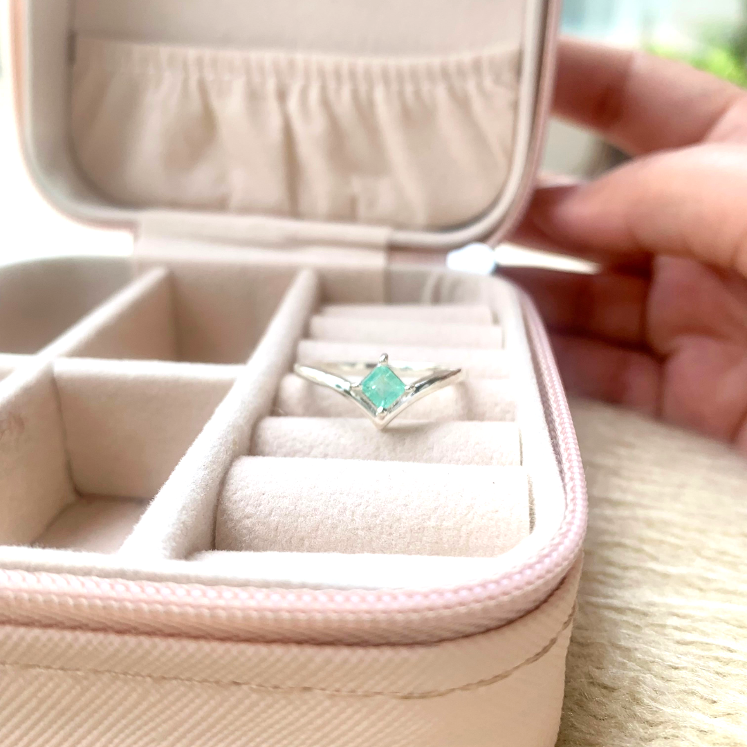 Natural Emerald 925 Pure Silver Ring