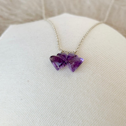 925 Pure Silver Natural Amethyst Pendant Necklace