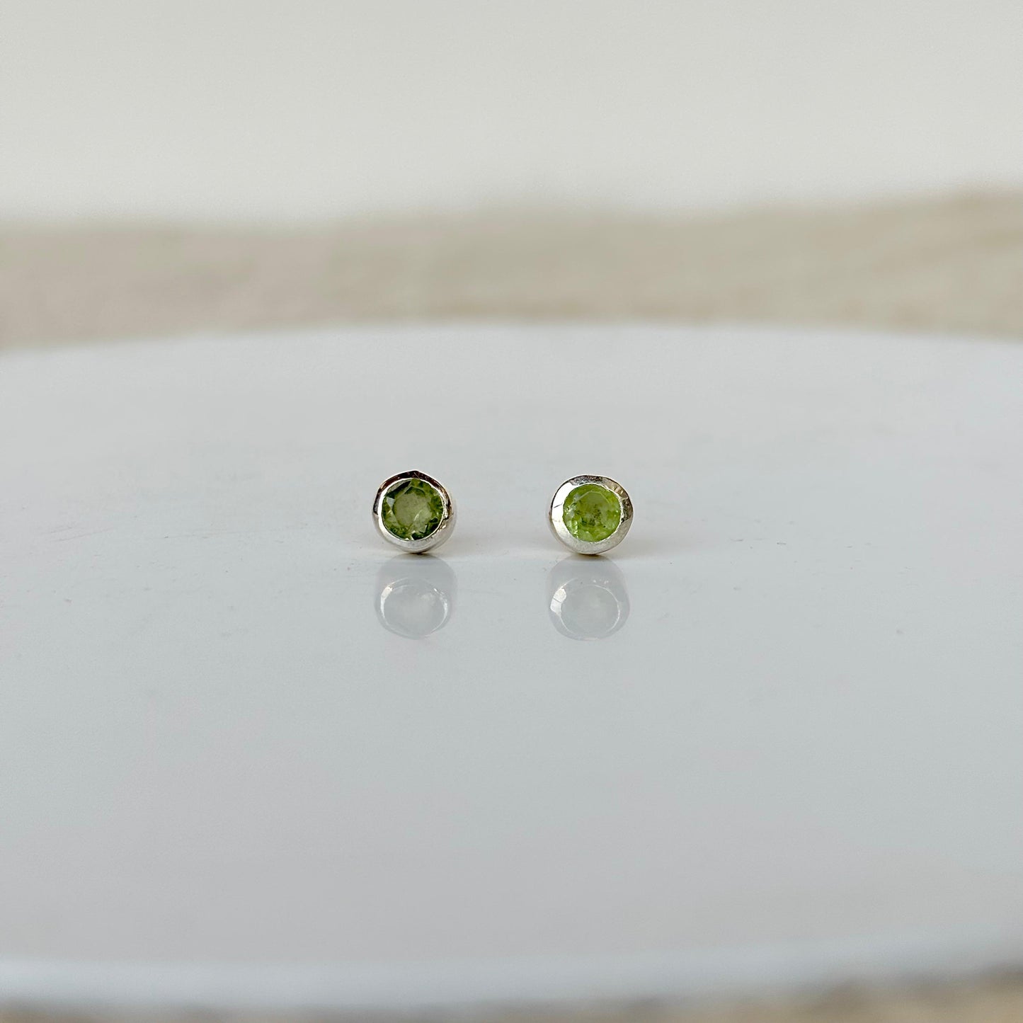 925 Pure Silver Natural Peridot Studs