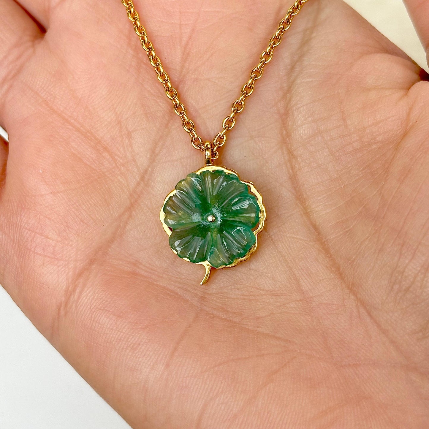 Handcrafted green aventurine pendant in silver setting