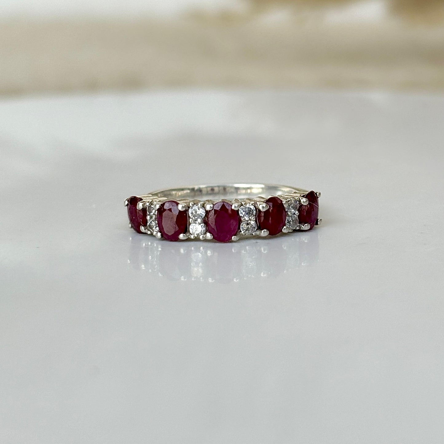 925 Pure Silver Natural Ruby Eternity Band