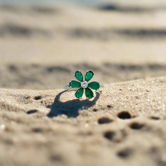 Sterling silver earrings with natural green onyx gemstones – handcrafted elegant jewelry for women