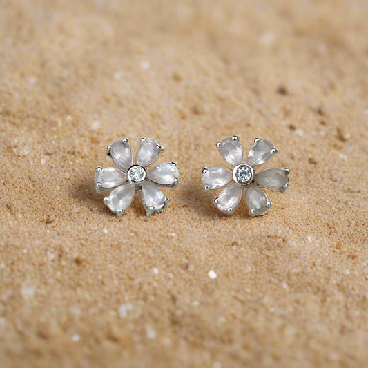 Sterling silver earrings with natural green onyx gemstones, handcrafted elegant jewelry for women