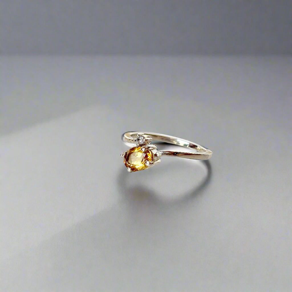 925 Pure Silver Natural Citrine Oval Ring