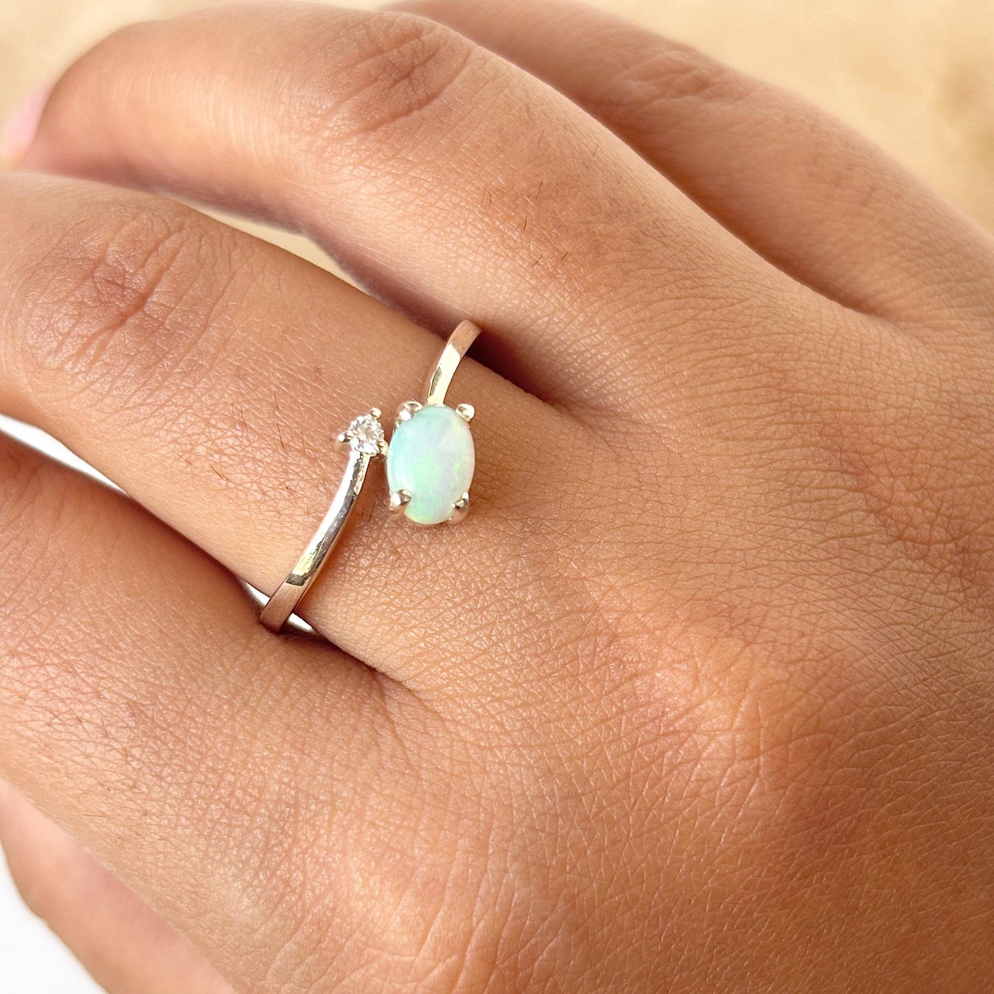 Natural Opal 925 Pure Silver Ring