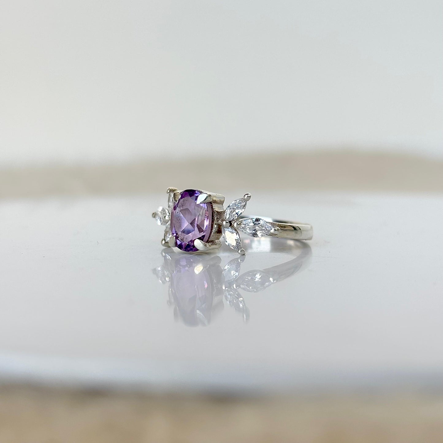 925 Pure Silver Natural Amethyst Elegance Ring – Gift for Her