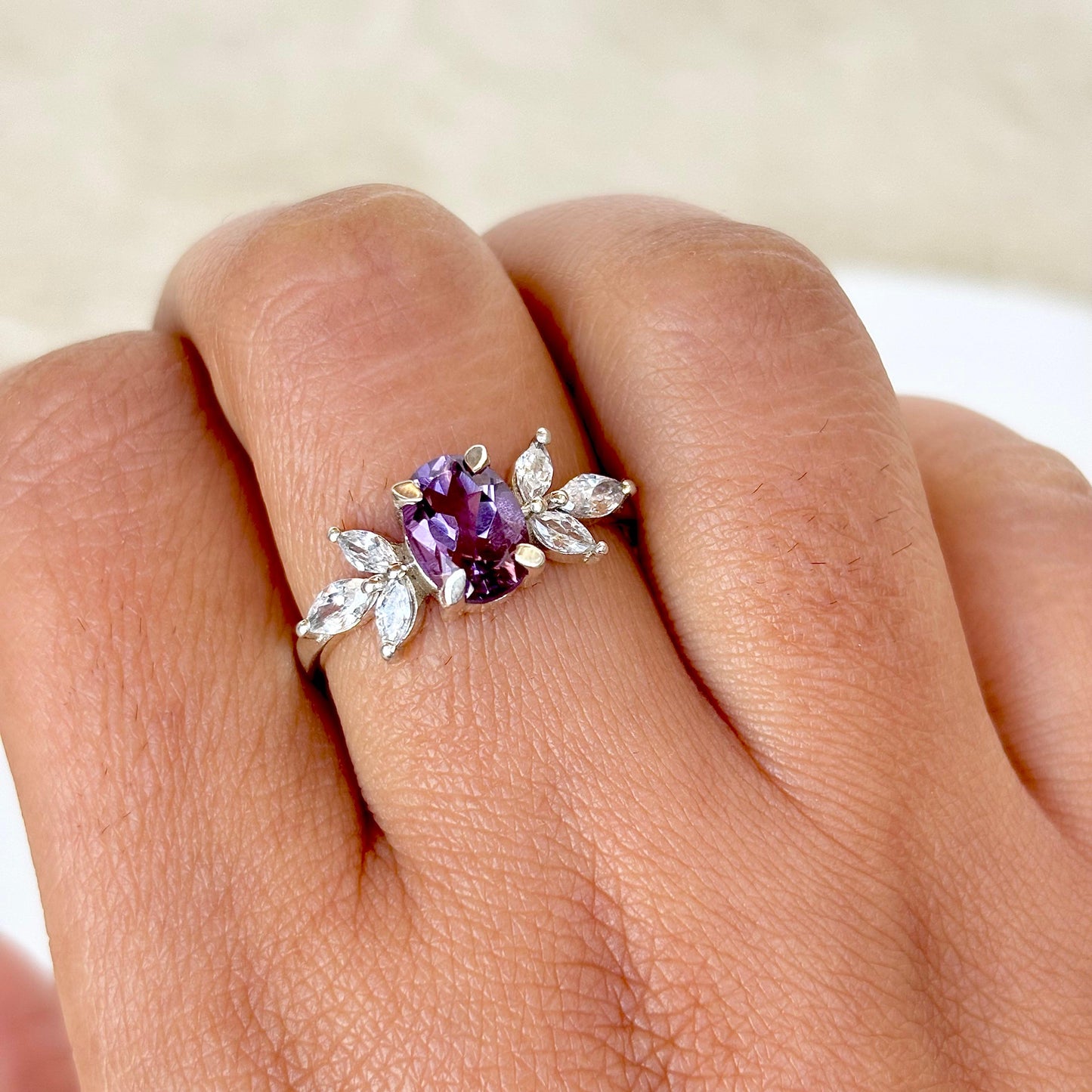 925 Pure Silver Natural Amethyst Elegance Ring – Gift for Her