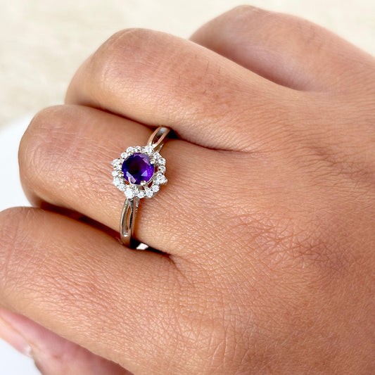 The Natural Amethyst 925 Pure Silver Ring(Certified)