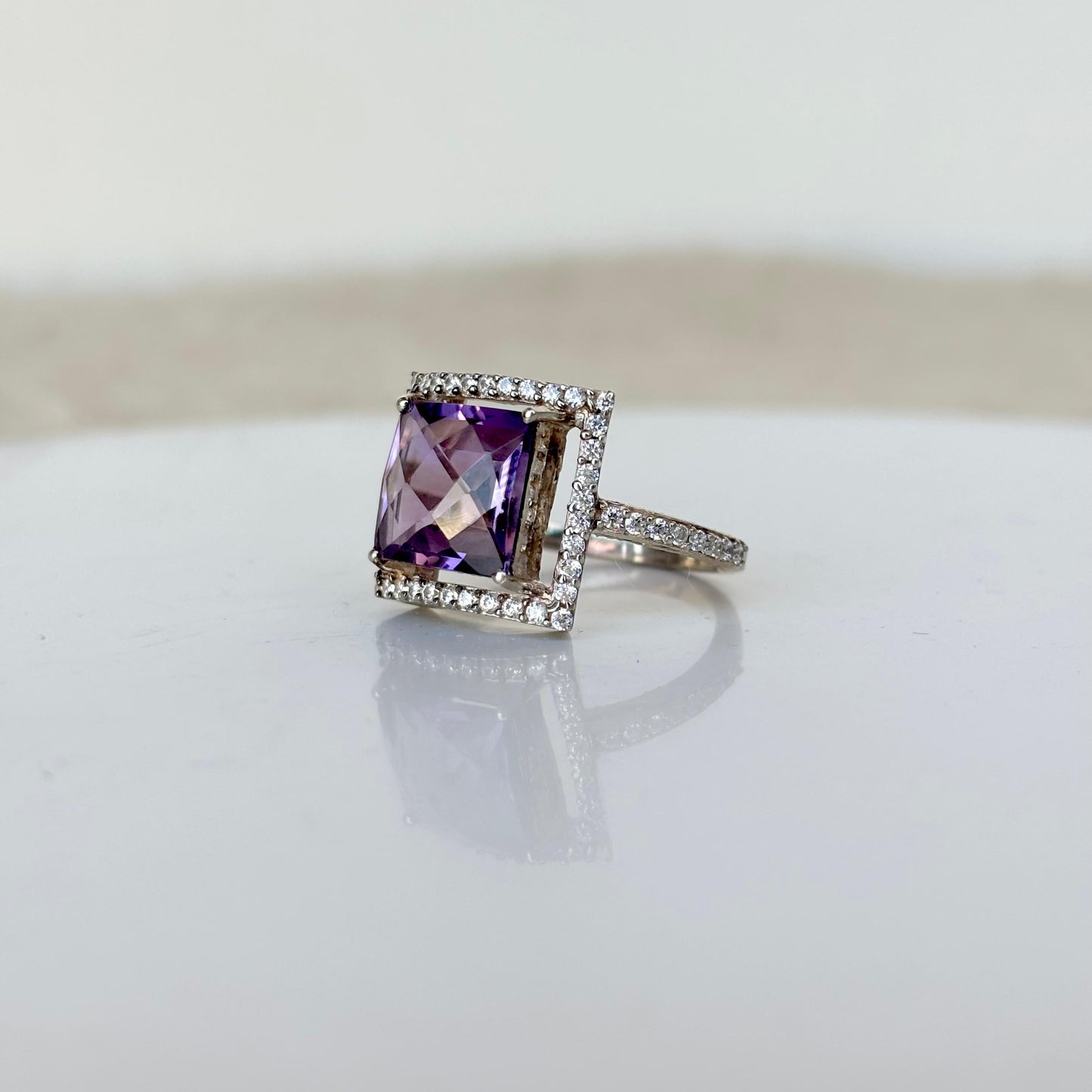 Natural Amethyst 925 Pure Silver Ring For Her