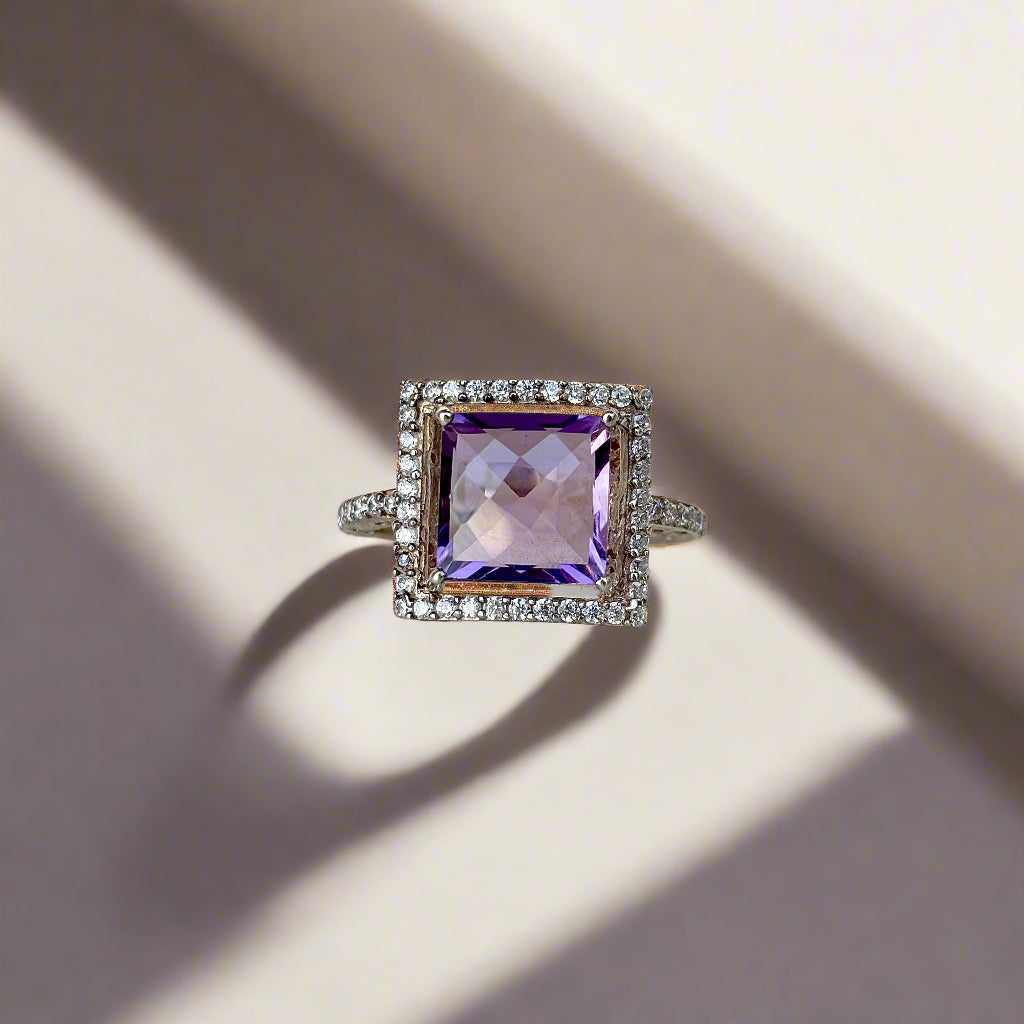 Natural Amethyst 925 Pure Silver Ring For Her