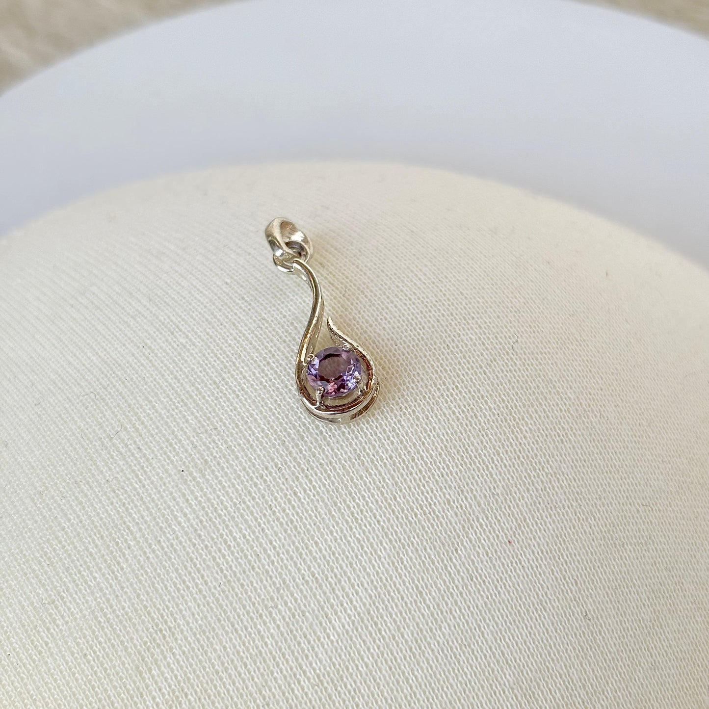 925 Pure Silver Solitaire Purple Natural Amethyst Necklace