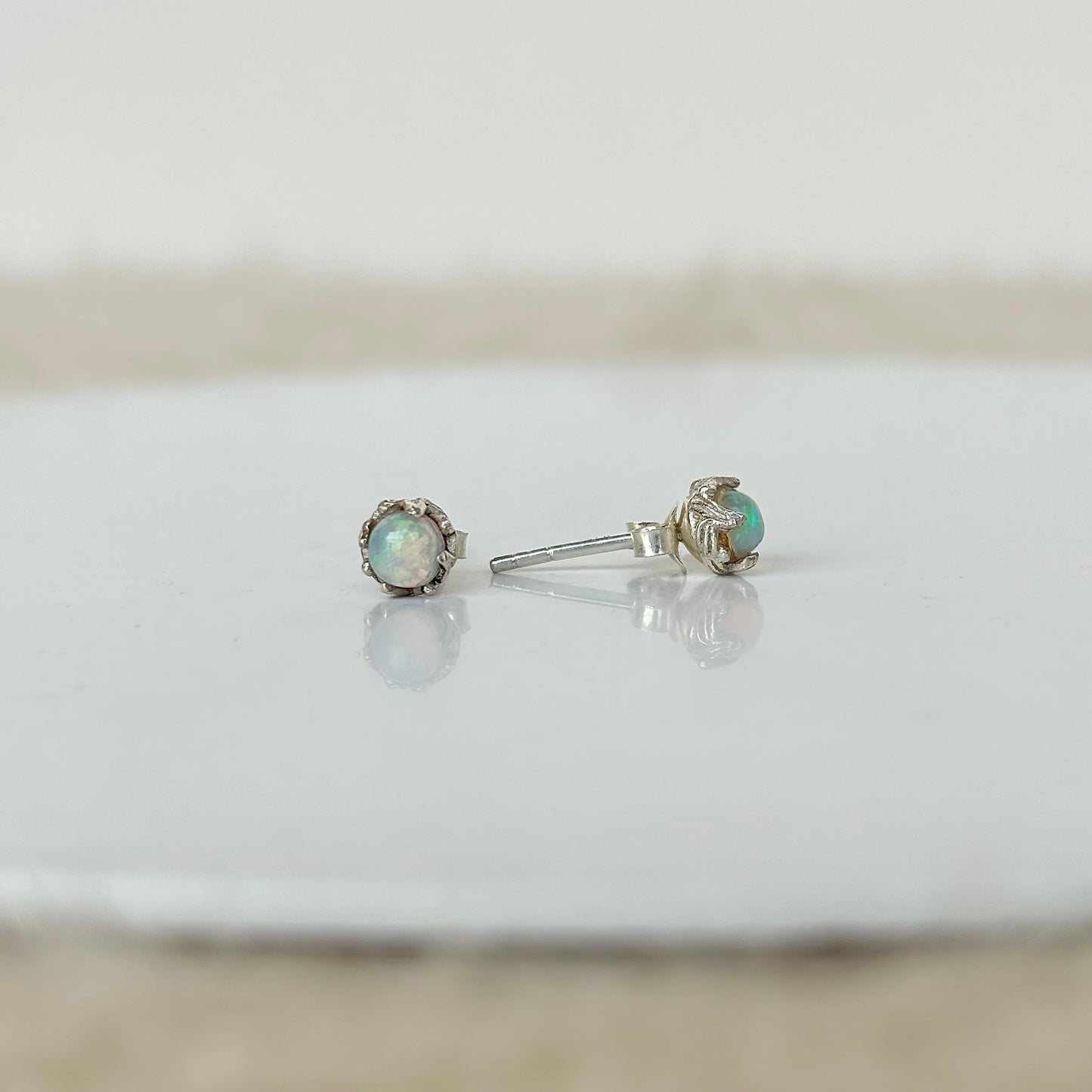 925 Pure Silver Ethiopian Opal Fire Stud Earring