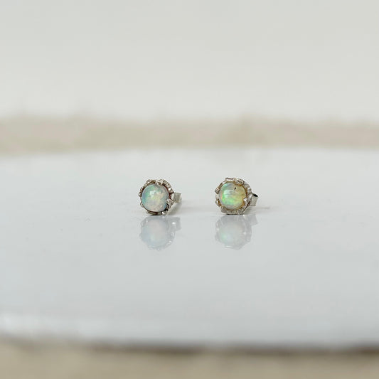 925 Pure Silver Ethiopian Opal Fire Stud Earring