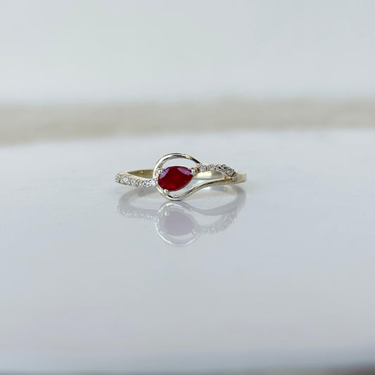 Statement Pear Cut Natural Ruby Ring